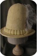 Copy of C16th hat. leather on hand-made felt silk embroidery